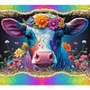 Flower Cow - Round AB Drills Diamond Painting(50*45cm)