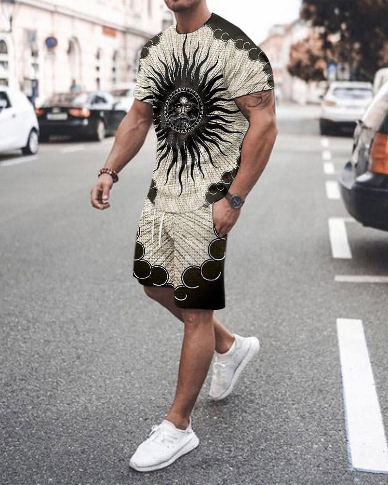 Street Men's Suit Contrast Color Retro Print Pattern