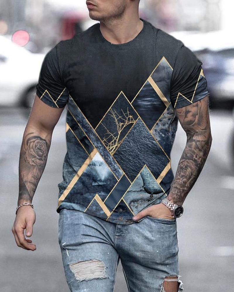 men's printed long-sleeved T-shirt