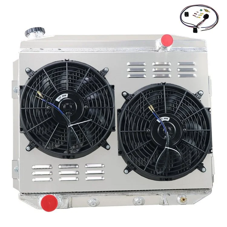 Alloyworks 4 Row Aluminum Radiator+Shroud Fan For 1957-1959 Ford Mercury Fairlane Ranchero