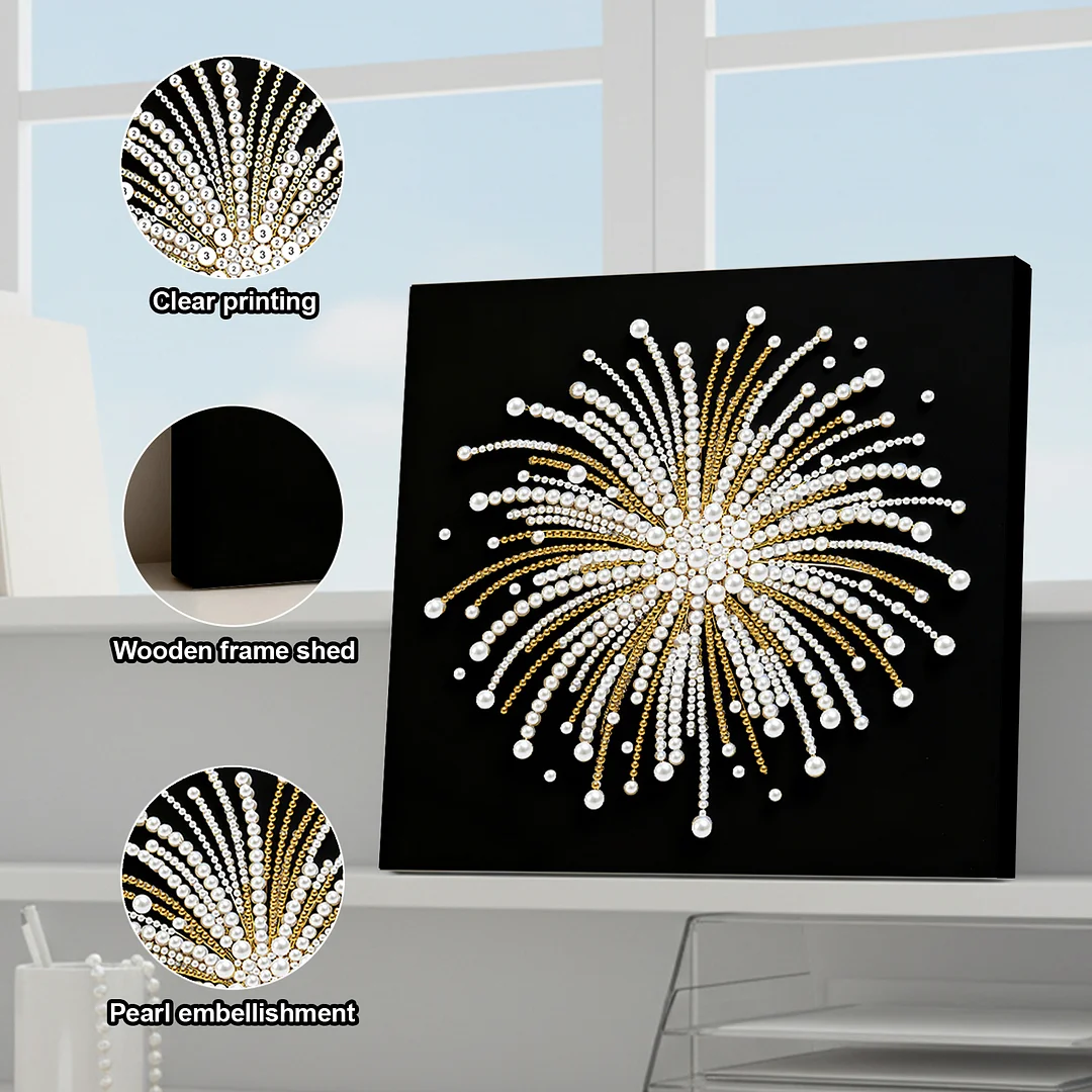 Fireworks DIY Pearl Diamond Art Kit for Adults Home Decor 25x25cm With Frame