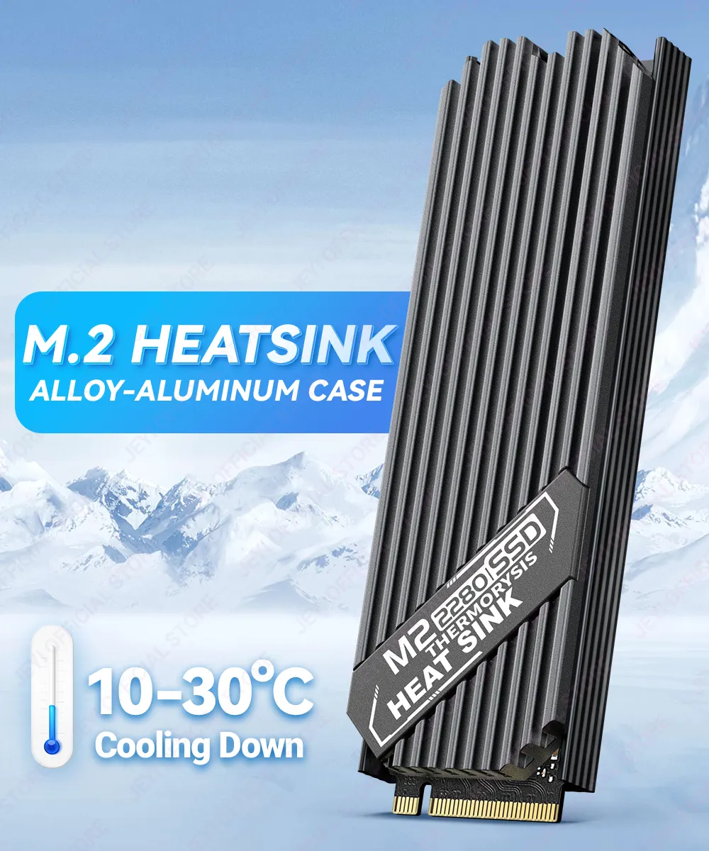 YACSEJAO M.2 2280 SSD Heat Sink M.2 Heatsink NVMe Cooler with Thermal Silicone Pad for PC M.2 PCIE NVMe SSD, Black