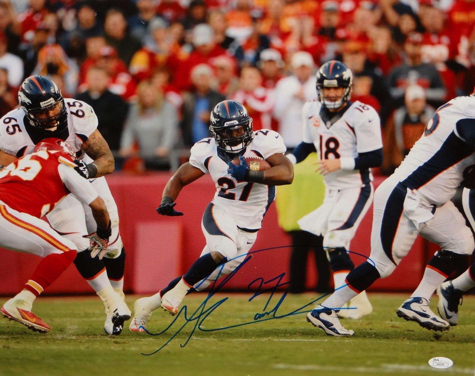 Knowshon Moreno Autographed 16x20 Horizontal Running Photo Poster painting- JSA Authenticated