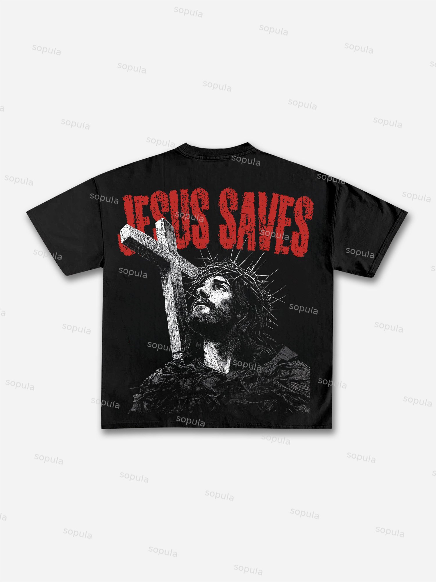 Jesus Save Graphic Print Cotton T-shirt - Sopula｜Premium Graphic Tees & Graphic Clothing
