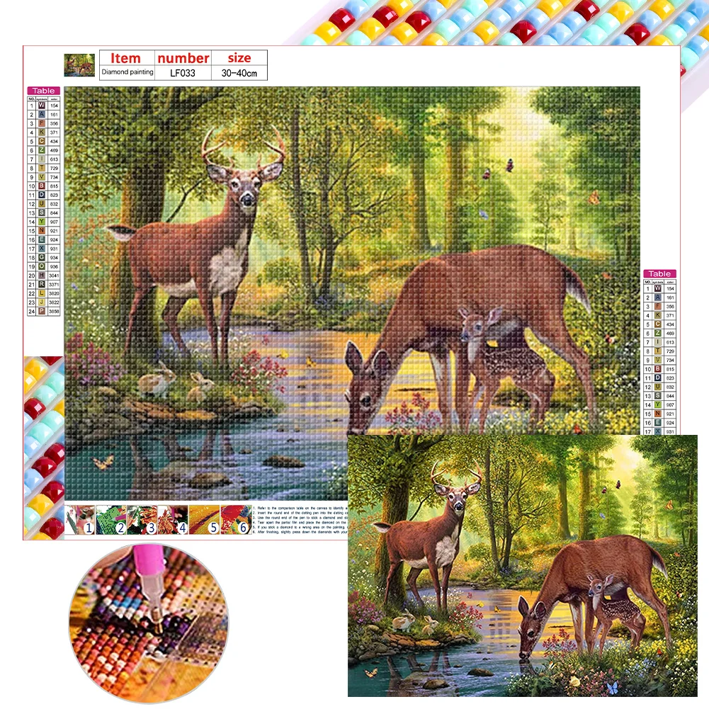 Full Square Diamond Painting - Forest Deer(Canvas|40*30cm)