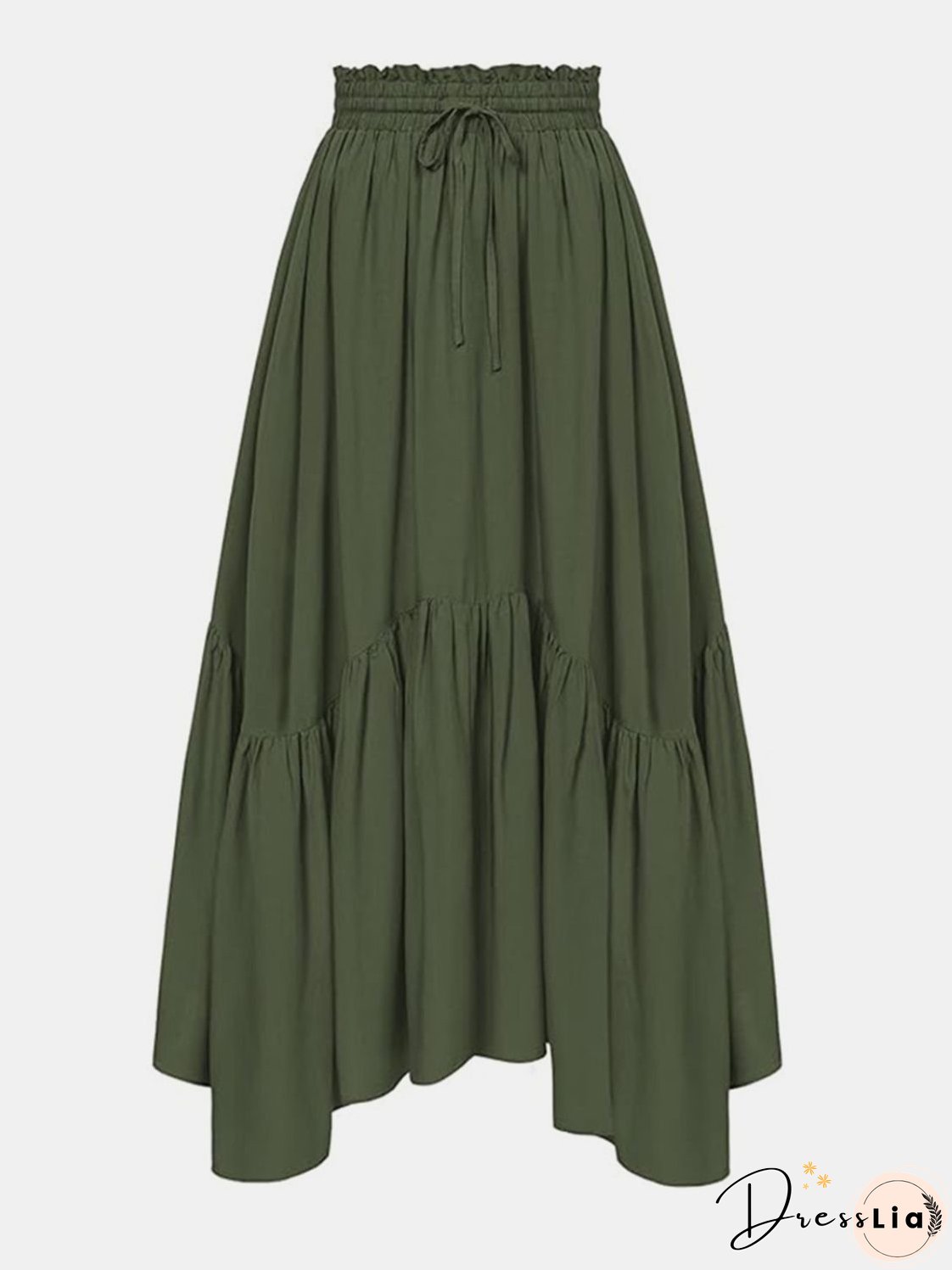 Smocked Waist Band Ruched Layered Skirt