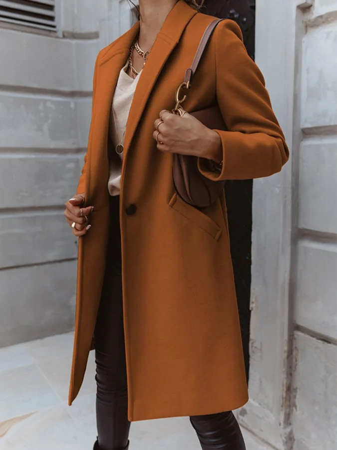 women's mid-length woolen coat
