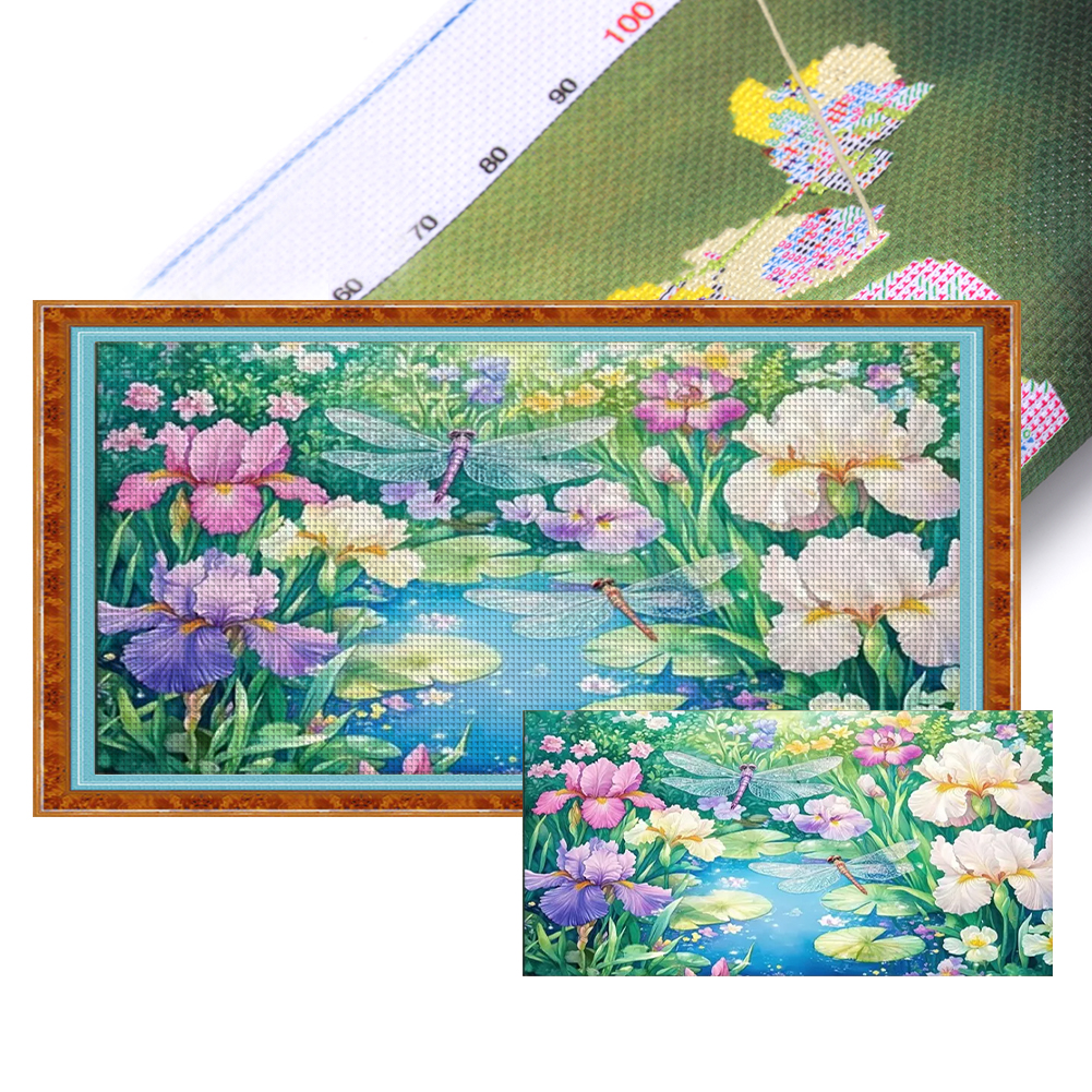 Dragonfly In Lotus Pond Full 11CT Pre-stamped Canvas(75*40cm) Cross Stitch