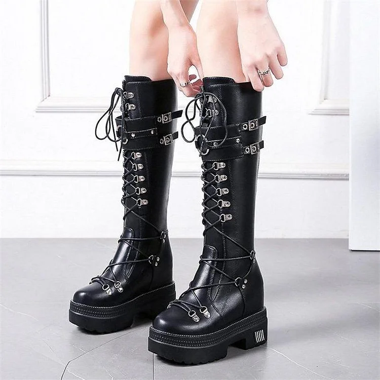Lace-up High Boots