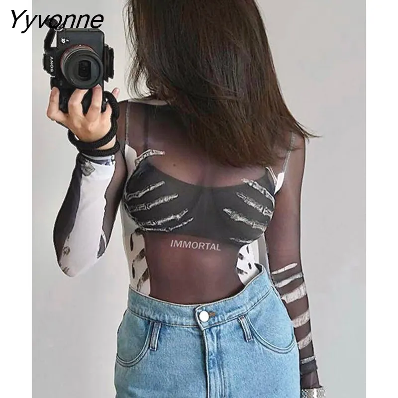 Y2K Grunge Mesh Bodysuit main image 1