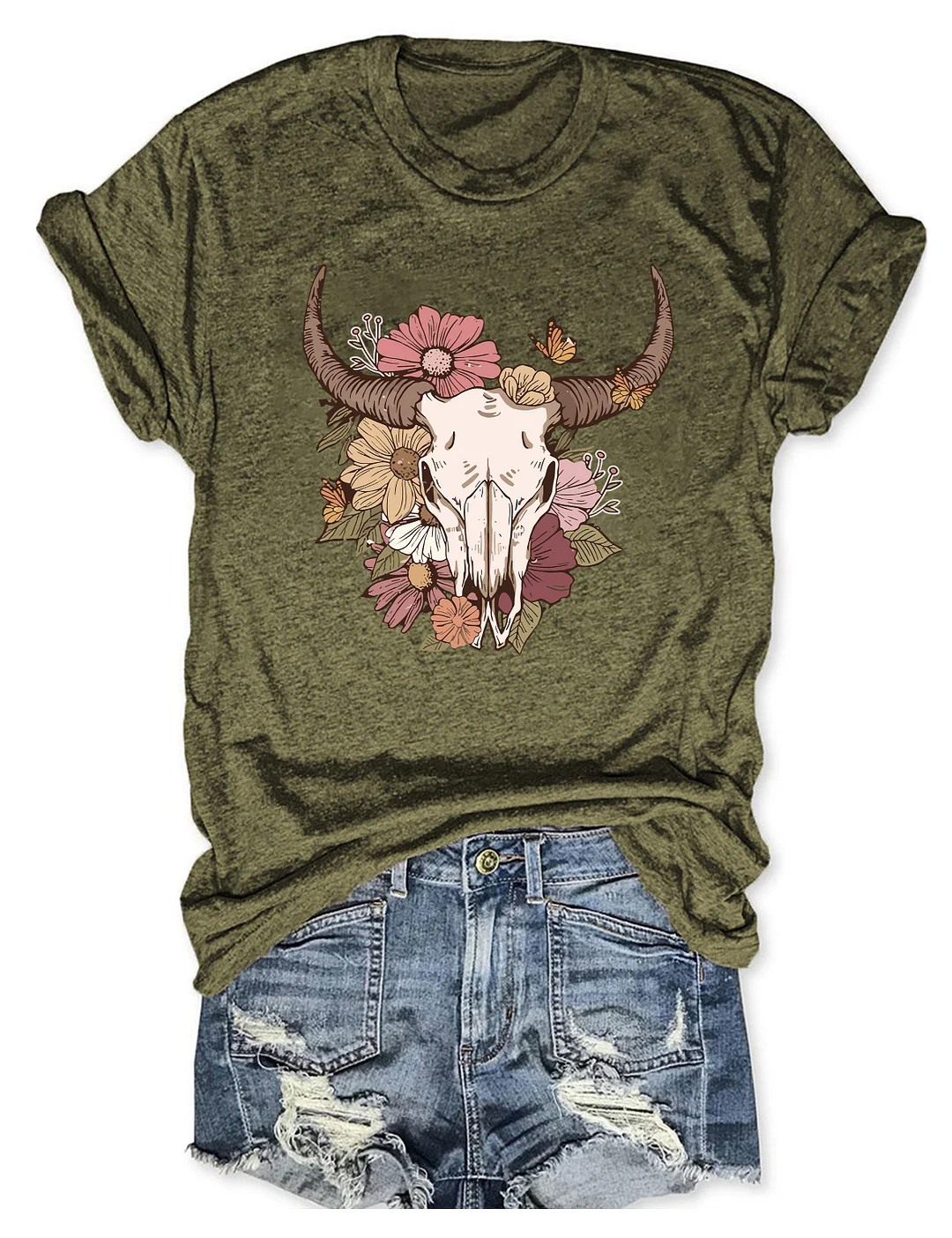 Boho Cow Skull T-shirt
