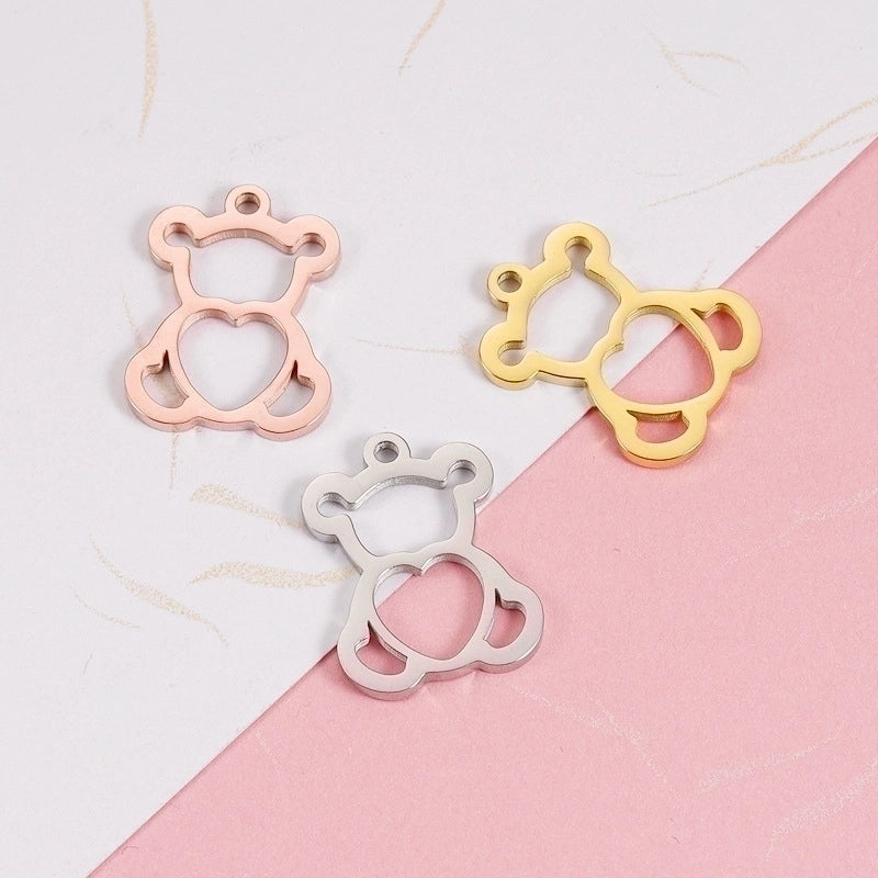 1 Piece Stainless Steel None 18K Gold Plated Bear Heart Shape Pendant