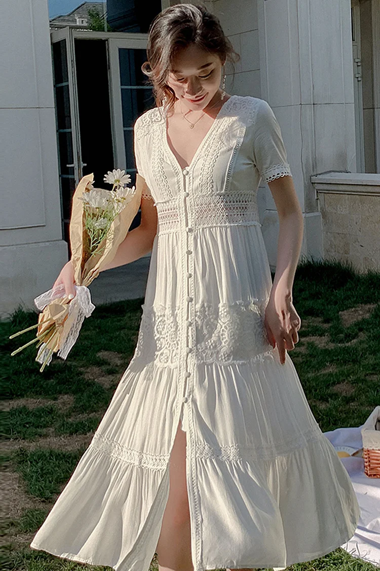 Luditu Midi Dress, Embroidered Dress, Victoria White Lace
