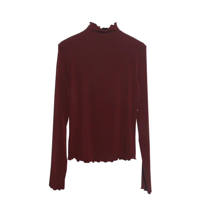 Uveng Half High-Necked Bottomed Shirt Women's Autumn And Winter New Bow Embroidery Inside The Top Of The Jacket T-Shirt 3187