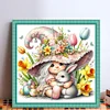 Gnome Holding Gray Rabbit-11CT Stamped Cross Stitch 50*50cm/19.69*19.69in