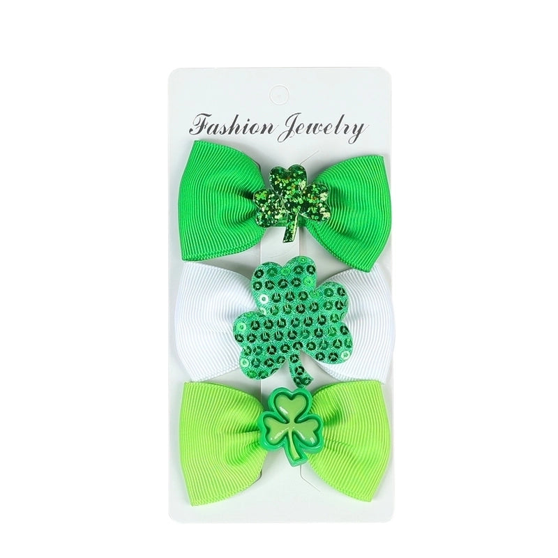 Halloween Christmas Independence Day Ethnic Style Kid’S Halloween Pattern Santa Claus American Flag Sequins Knitting Bowknot Hair Clip