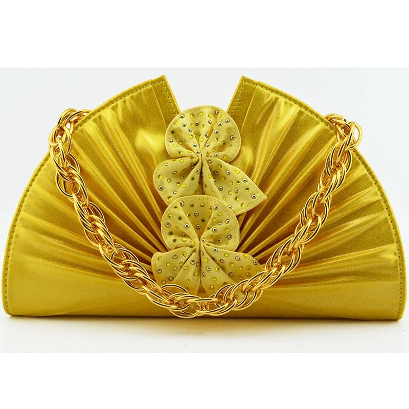 Newest Autumn Italian design Ladies Shoes with Matching Bag High Quality African Nigeria Shoe and Bag set in Yellow Color