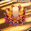 Peinture en diamant en 5D bricol&eacute;e DIY, d&eacute;coration acrylique de bureau, bougeoirs fleurs, lumi&egrave;re de plaques, d&eacute;coration de bureau artisanale pour adultes d&eacute;butants (Lotus-A rouge et jaune)