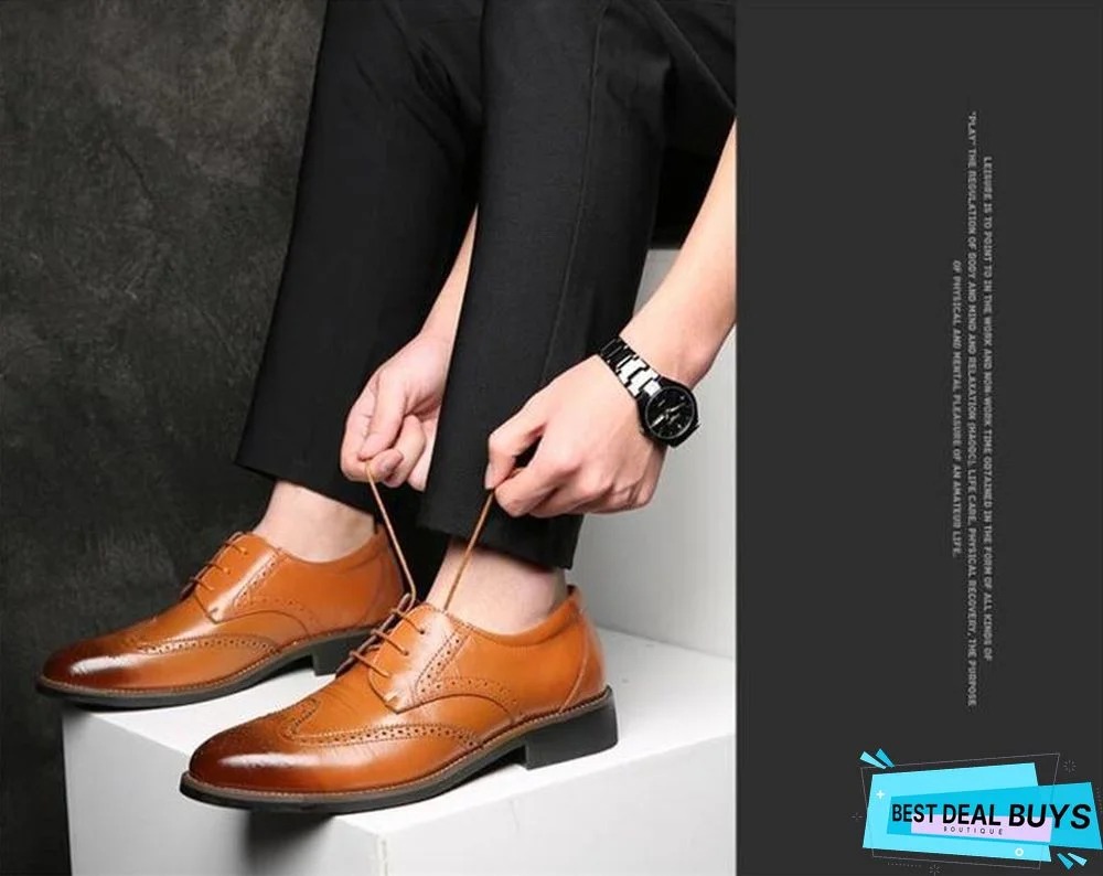 Men Fashion Flat Casual Shoes Leather Oxfords Shoes