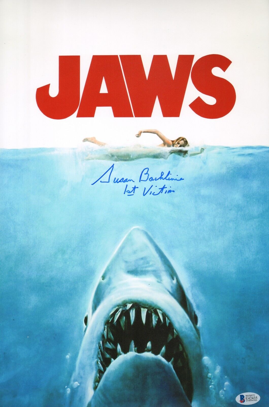 Susan Backlinie Signed JAWS 11x17 Photo Poster painting BAS Beckett COA Poster Picture Autograph