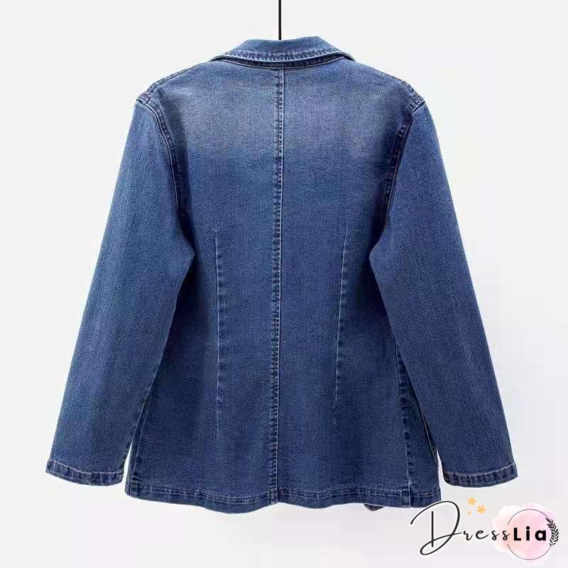 Shawl Collar Plain Denim Denim Jacket