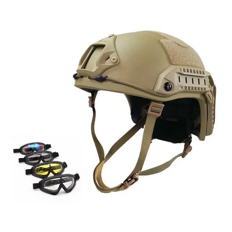 Tophelmetfan Fast Style Helmet L110 NIJ Level III Fast Ballistic Helmet Kevlar Bulletproof Helmet Tactical Goggles