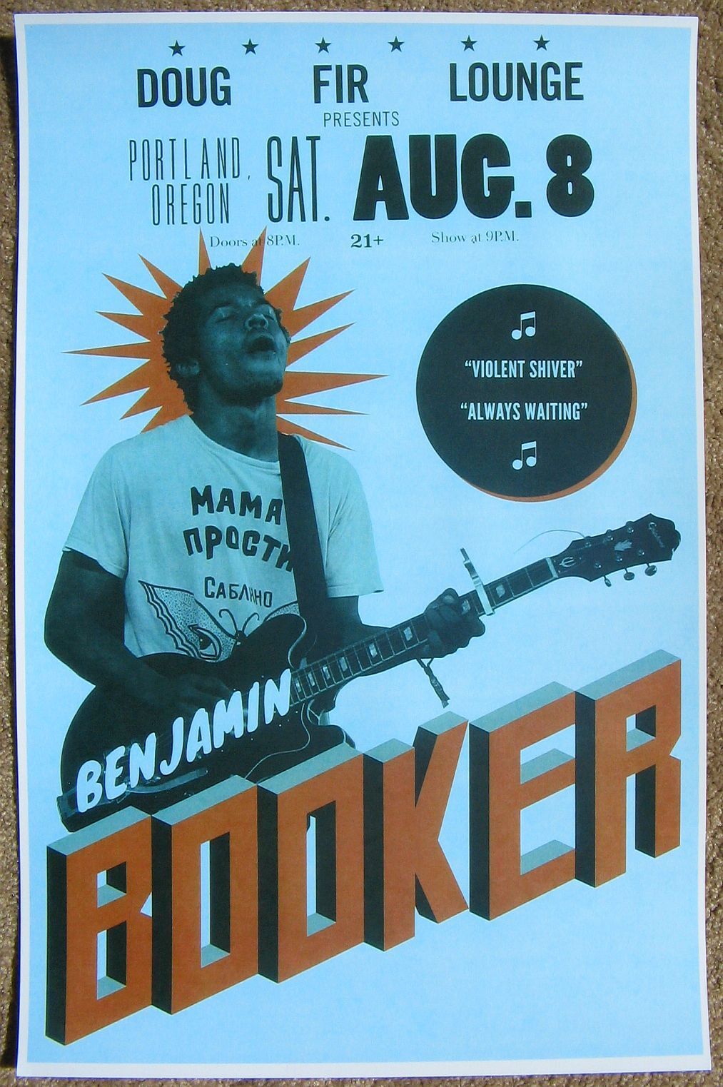 BENJAMIN BOOKER 2015 Gig POSTER Portland Oregon Concert