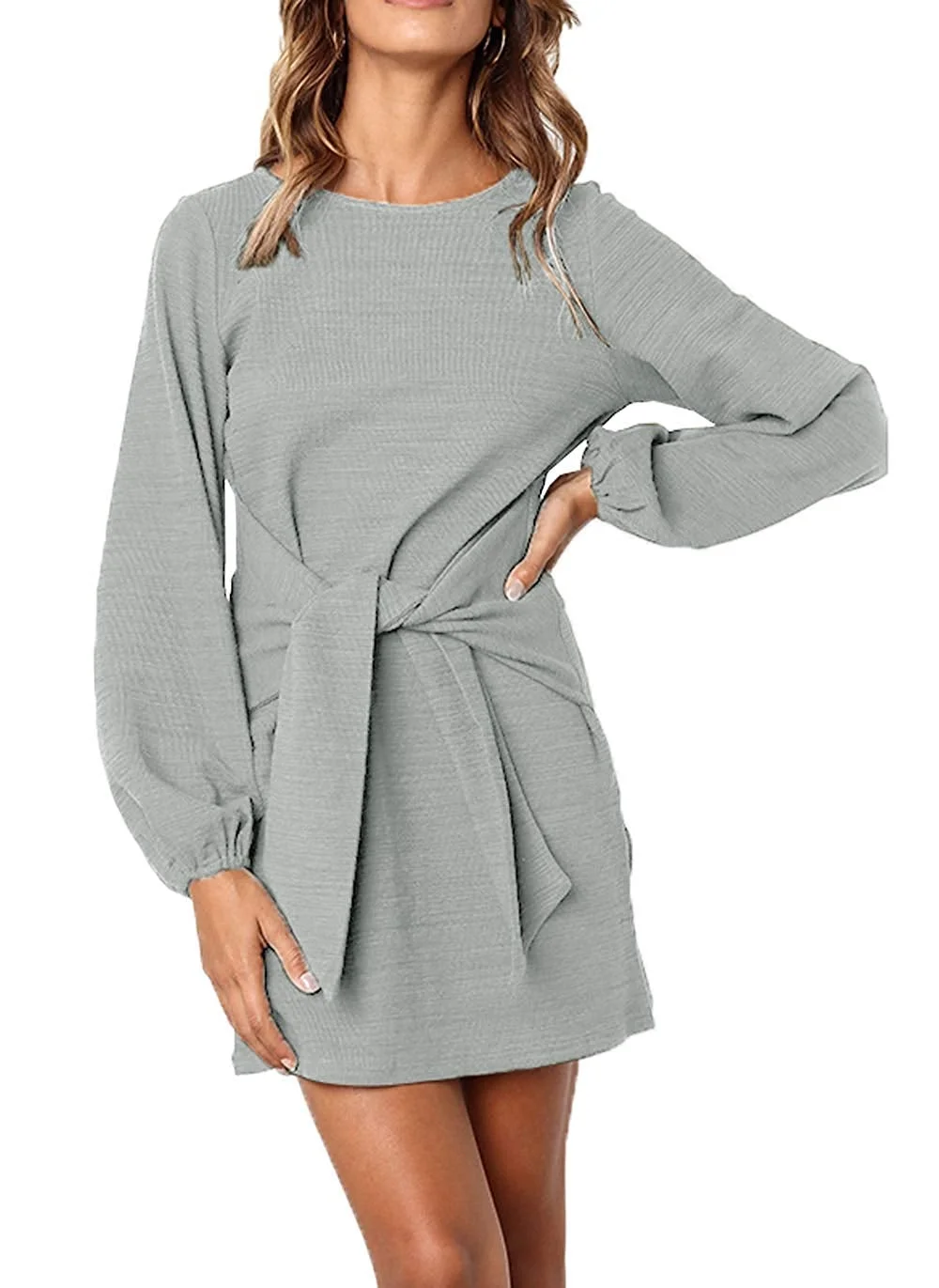 Women's 2020 Casual Short Sleeve Party Bodycon Sheath Belted Dress with Pockets