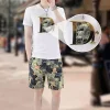 Men's Two-Piece Outfits Bear Letter Print T-Shirt & Shorts