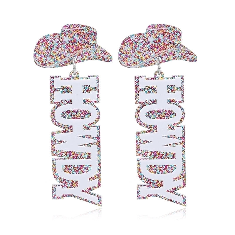 Autumn And Winter Colorful Cute Girl Acrylic Earrings Cowboy Hat Letter Earrings Earrings