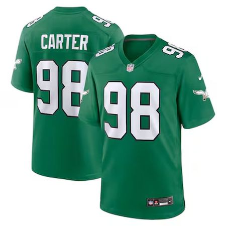 Men's Philadelphia Eagles #98 Jalen Carter  Kelly Green Alternate Game Jersey