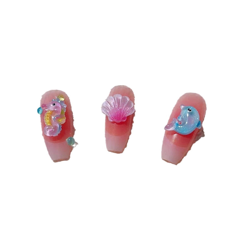 Cute Sweet Dolphin Hippocampus Shell Resin Nail Decoration Accessories 10 PCS/Package