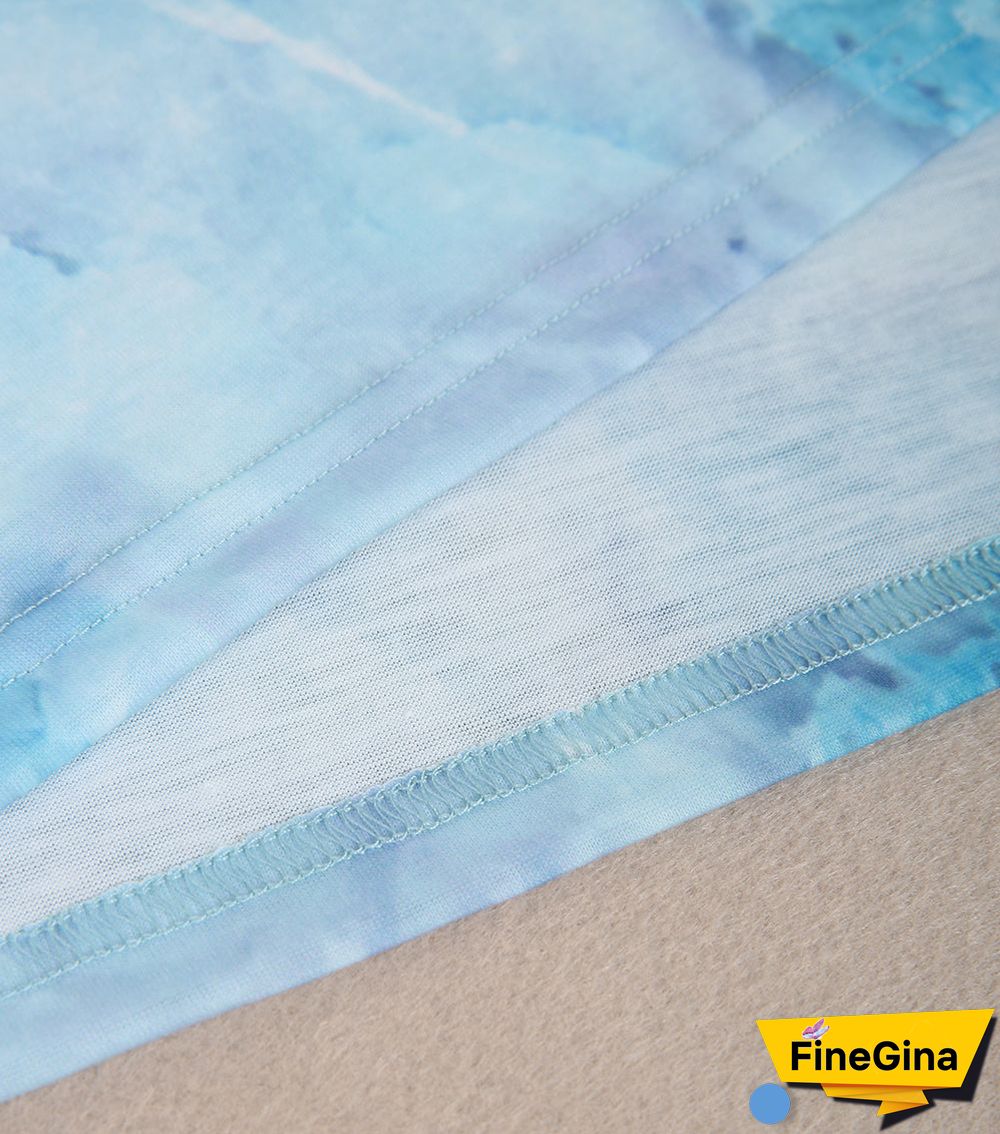 Ocean Dream Blue Marble Print Top