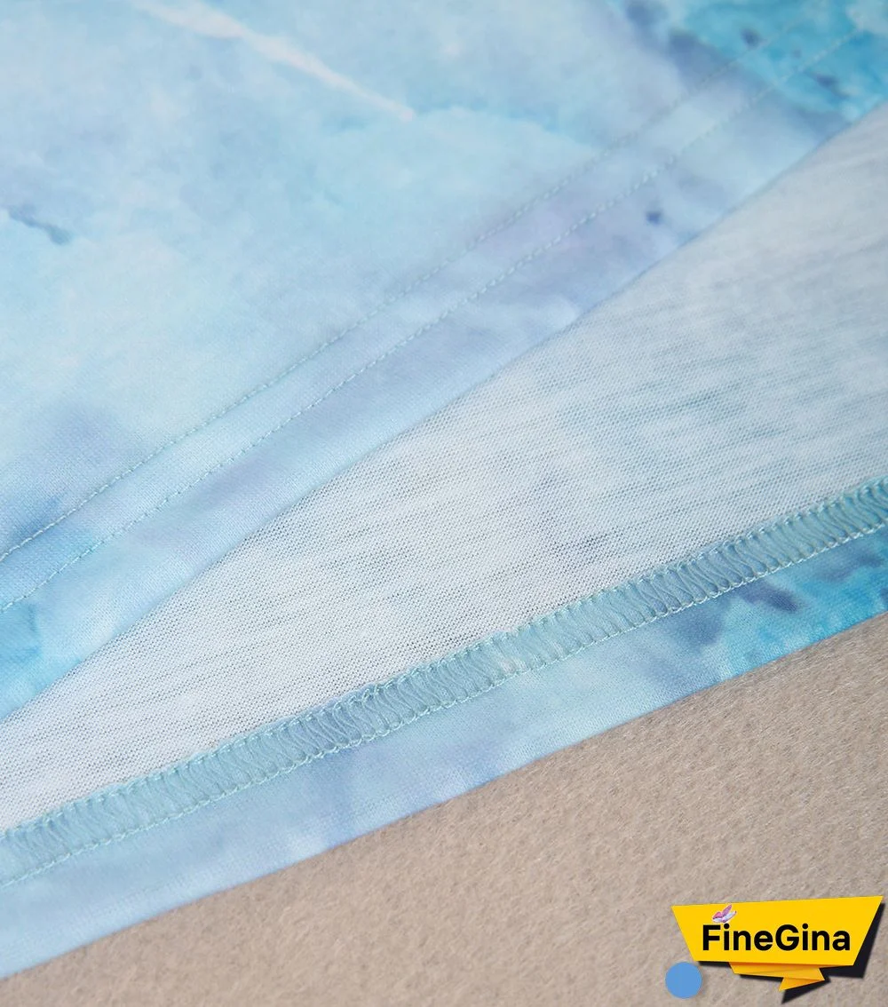 Ocean Dream Blue Marble Print Top