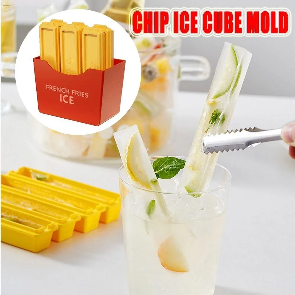 MXBEAUTY Ice Cube Silicone Mold, Creative Chip Shape 3D French Fries Baking Mold, Homemade Non-Stick DIY Reusable Ice Cube Maker Summer