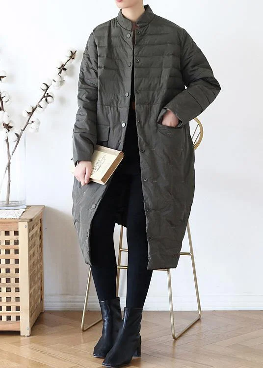 2021green down jacket woman casual stand collar women parka warm Casual winter outwear