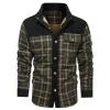 Men's Retro Check Pattern Stitching Warm Fleece Lined Plaid Wanderer Jacket