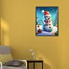 >SALE<5D DIY Full Round Drill Diamond Painting Snowy Windy Snowman Kit Decor 30x40cm