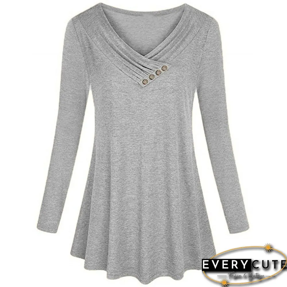 XS-8XL Plus Size Fashion Autumn and Winter Clothes Womens Casual Loose Tops Button