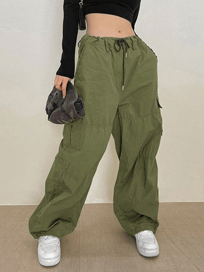 Wide Leg Y2K Parachute Cargo Pants