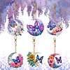 (US Local)6Pcs Double Sided Special Shaped Moon Butterfly Diamond Painting Keychain Decor