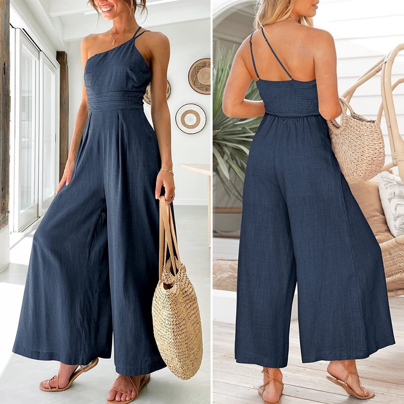 STYLISH SLING STRAP ONE PIECE WIDE LEG PANTS