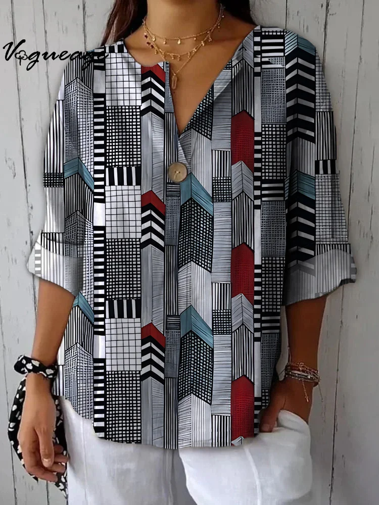 Black And White Spots Lines And Bright Colors Printed Women Printed Shirt