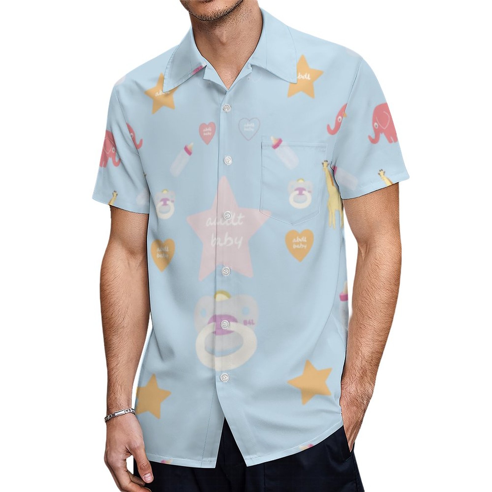 Adult Baby Abdl Baby4Life Blue Hawaiian Shirt Mens Button Down Plus Size Tropical Hawaii Beach Shirts