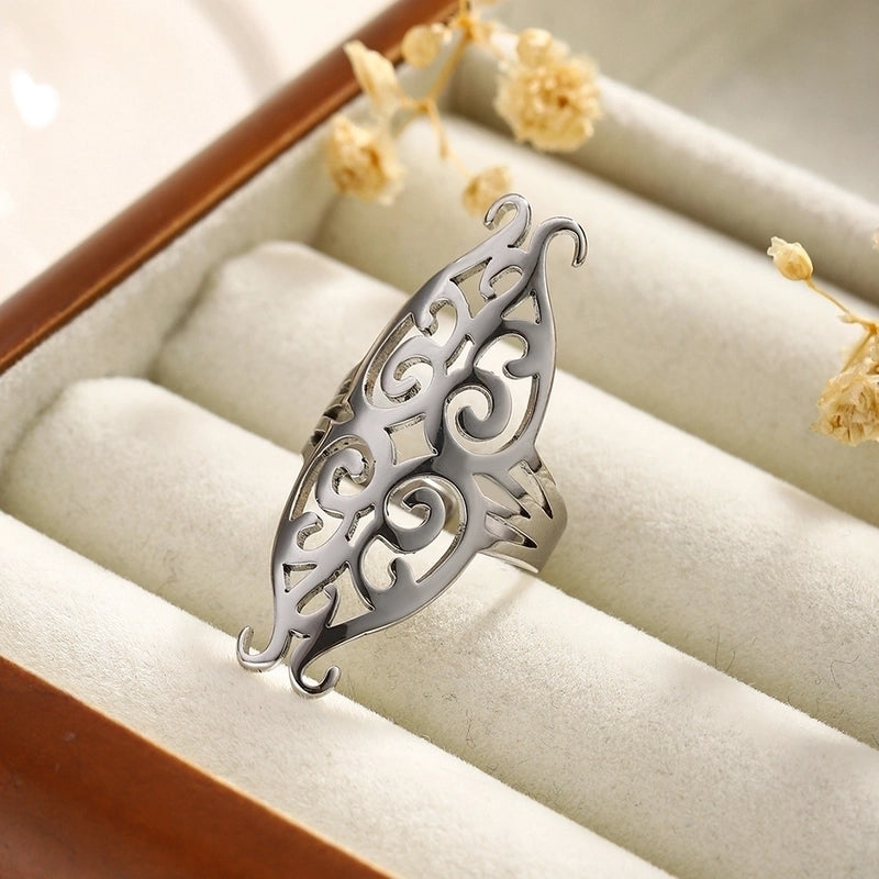 Exaggerated Artistic Oversized Flower Butterfly 304 Stainless Steel Open Rings