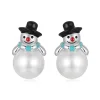 Snowman Pearl Stud 925 Sterling Silver 