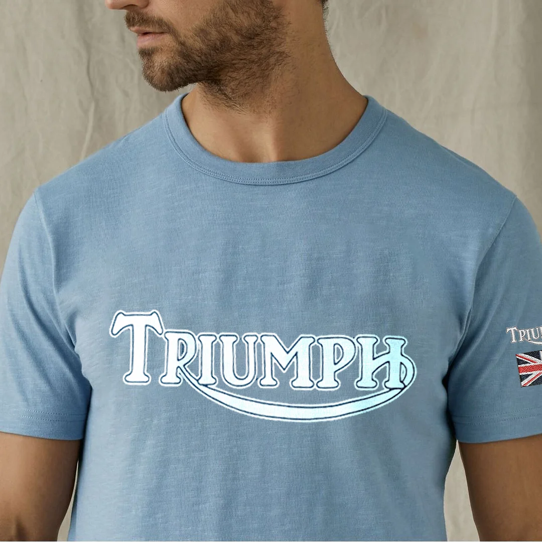 Motorcycle Print Striped T-shirt