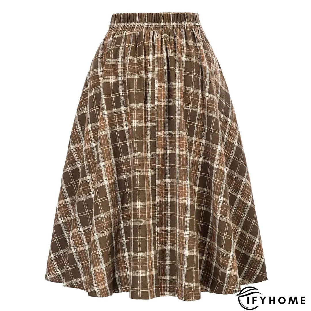 Plaid Printed Vintage Casual A-Line Skirt | IFYHOME