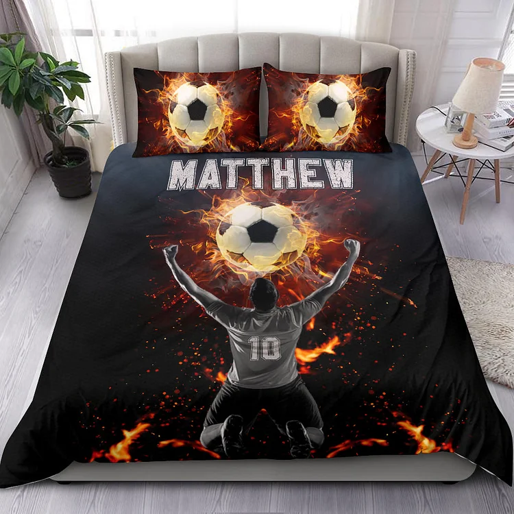 Personalized Soccer Bedding Set for Bed Room Sets | BedKid35[personalized name blankets][custom name blankets]