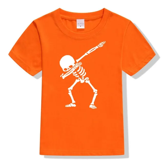 Hip Hop Dabbing Skeleton Kids T-Shirt Punk Black Shirts Children Boys Girls Funny Skull Teens T Shirts Toddler Summer Clothes